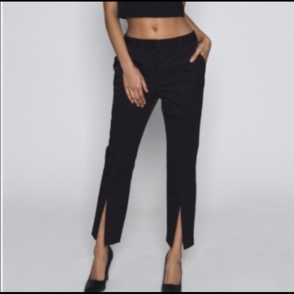 C/MEO COLLECTIVE Black front slit pants